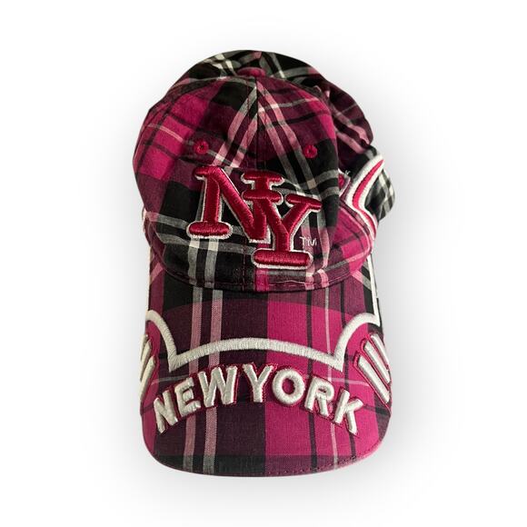 Caps | New York Plaid Pink Baseball Cap | Adjustable | EUC - Picture 1 of 3